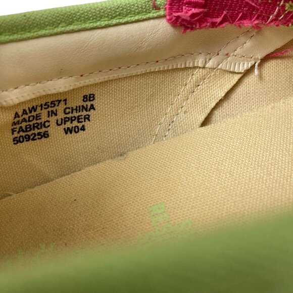 POLO RALPH LAUREN Canvas Sneakers Size 9 Pink Green Logo Loafers Slip ons Womens - Picture 12 of 12